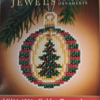 Mill Hill, Counted Glass Bead Cross Stitch Kit, Christmas Jewels, Golden Tannenbaum, Ornament, MH16-1301