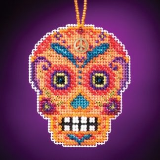 Mill Hill, Counted Glass Bead Cross Stitch Kit, Calavera, Sugar Skull, Naranja (Orange), MH161623
