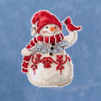 Jim Shore, Mill Hill, Beaded Cross Stitch Kit, Snowman with Cardinal, JS201914