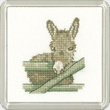 Heritage Crafts, Little Friends Cross-stitch Coaster Kit, Donkey