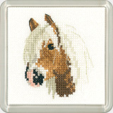 Heritage Crafts, Little Friends Cross-stitch Coaster Kit, Palomino Pony