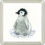 Heritage Crafts, Little Friends Cross-stitch Coaster Kit, Penguin Chick