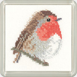 Heritage Crafts, Little Friends Cross-stitch Coaster Kit, Robin