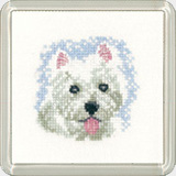 Heritage Crafts, Little Friends Cross-stitch Coaster Kit, Westie Puppy