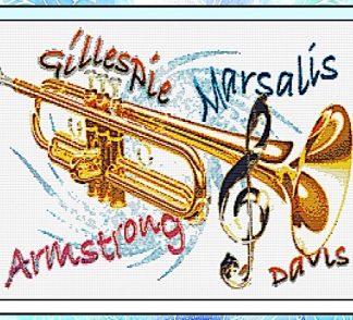 Ronnie Rowe Designs, Cross Stitch Kit, Music in America, Trumpet, RRMUT1