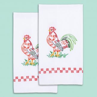 Jack Dempsey Needle Art, Stamped Embroidery, Hand Towels, Rooster, 320314