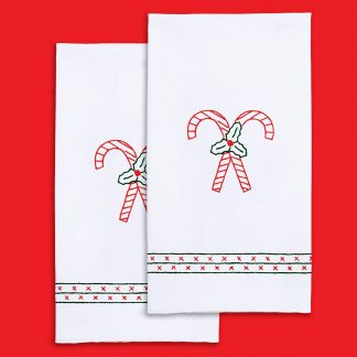 Jack Dempsey Needle Art, Stamped Embroidery, Hand Towels, Candy Canes, 320640