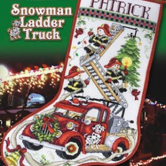 Stoney Creek, Cross Stitch Pattern, Leaflet 452, Snowman Ladder Truck Stocking