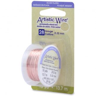 Artistic Wire, Beading Wire, Rose Gold (Silver Plated), 28 gauge (0.32 mm), 15 yards