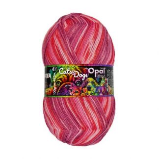 Opal 4-Ply Sock Yarn, Cats and Dogs, 11230, Heissgelieter Pfotchengeber (Hot Lover, Paw Giver), Pink