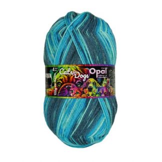 Opal 4-Ply Sock Yarn, Cats and Dogs, 11235, Sanftmutiger Stubentiger (Gentle and Courageous Tiger Cub), Blue