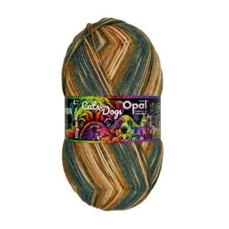 Opal 4-Ply Sock Yarn, Cats and Dogs, 11237, Schnurrendes Sofakissen (Purring Sofa Cushion), Brown, Grey