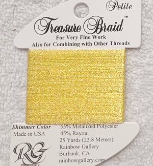 Rainbow Gallery, Treasure Braid Petite, Shimmer, PB201, Yellow