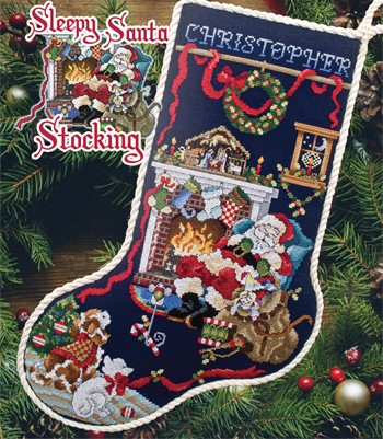 Stoney Creek, Cross Stitch Pattern, Leaflet 589, Sleepy Santa Stocking