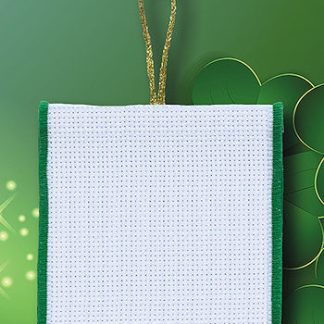 Stoney Creek, Banded Ornament, 14ct White Aida with Green Trim and Gold Ribbon, PFO-119