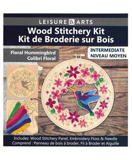 Leisure Arts, Wood Stitching, String Art Kit (9" Hoop), Floral Hummingbird, 85475