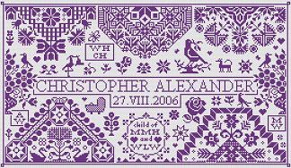 Long Dog Samplers, Counted Cross Stitch Pattern, Bienvenue (Welcome - Birth Announcement)