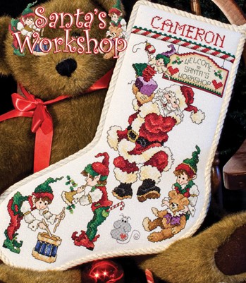 Stoney Creek, Cross Stitch Pattern, Leaflet 610, Santa's Workshop Stocking