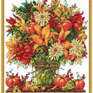 Design Works Crafts, Counted Cross Stitch, Fabulous Fall (Flowers and Gourds), 3439