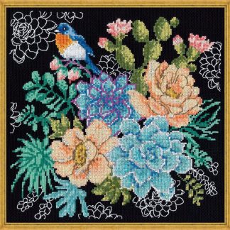 Design Works Crafts, Counted Cross Stitch, Succulents (Flowers and Bird), 3441