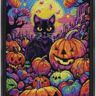 Design Works Crafts, Counted Cross Stitch, Black Cat (with Jack o' lanterns), 3561
