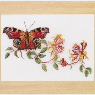Thea Gouverneur, Counted Cross Stitch Kit, 18 ct, Butterfly - Honeysuckle, 439A