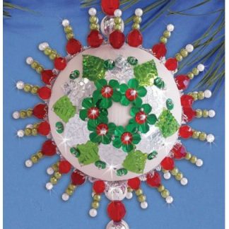 Design Works Crafts, Satin Bead Ornament Kit, Holiday Wreath, 6232