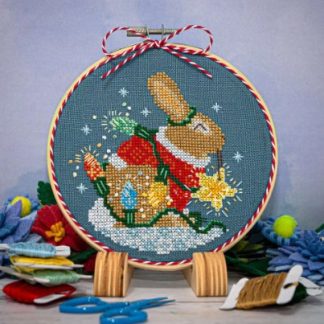 Counting Puddles, Counted Cross Stitch Pattern, Rabbit's Bright Winter Night Ornament