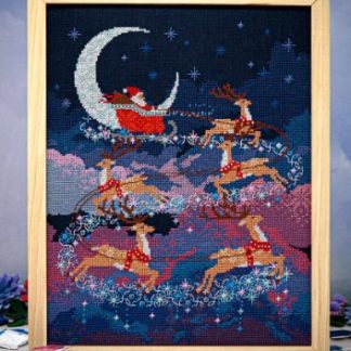 Counting Puddles, Counted Cross Stitch Pattern, Santa's Moonlit Ride