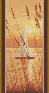 Kustom Krafts, Counted Cross Stitch Pattern, "At Last" Sailboat (Sunset), 98783