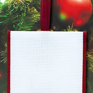 Stoney Creek, Banded Ornament, 14ct White Aida with Burgundy Trim, PFO-115