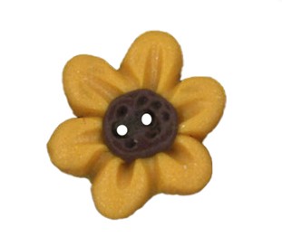 Stoney Creek, Buttons, SB084GD, Six Petal Flower w/ Brown Center, Gold, 1 pc.