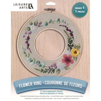 Leisure Arts, Embroidery Kit, Flower Ring with 8" Hoop, 56835