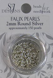 JS Designs, Faux Pearls, Round, Silver, 2mm, ~150 ct.