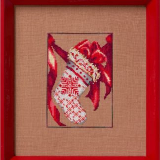 Nora Corbett Designs, Cross Stitch Pattern, NC361, Christmas Fair Isle Red Collection: Red Ribbon Stocking