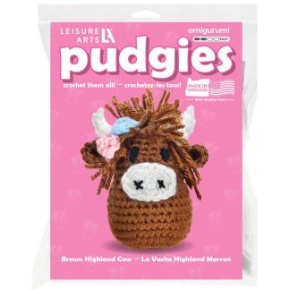 Leisure Arts, Crochet Kit (Amigurumi), Pudgies: Brown Highland Cow, 57298