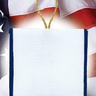 Stoney Creek, Banded Ornament, 14ct White Aida with Navy Trim and Gold Ribbon, PFO-121