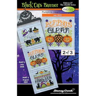 Stoney Creek, Cross Stitch Pattern, PM3502, Black Cat Banner: Pumpkin Gleams (2 of 3)