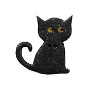 Stoney Creek, Buttons, SB282BK, Magical Cat, Black, 1 pc