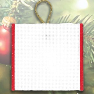 Stoney Creek, Banded Ornament, 14ct White Aida with Red Trim and Gold Ribbon, PFO-125