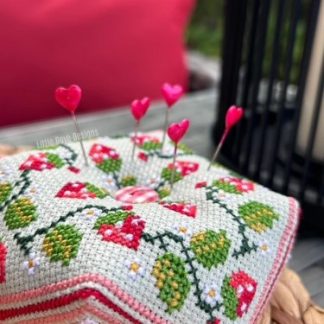 Little Dove Designs, Counted Cross Stitch Patter, LDD106, Strawberry Fayre Biscornu (Pin Cushion)