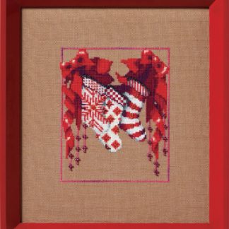 Nora Corbett Designs, Cross Stitch Pattern, NC366, Christmas Fair Isle Red Collection: Stocking Trio
