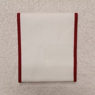 Stoney Creek, Elastic Banding, 14 count, White with Burgundy Trim, 12" x 5"
