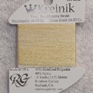 Kreinik, Very Fine Metallic Braid #4: 191 Pale Yellow (Card 4/191)