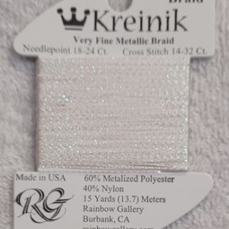 Kreinik, Very Fine Metallic Braid #4: 9032 Crystalline (Card 4/9032)