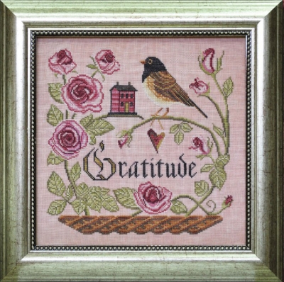 Cottage Garden Samplings, The Songbird's Garden Series, No. 12, Heart Full of Gratitude (Dark-eyed Junco and Roses), CGS-1052