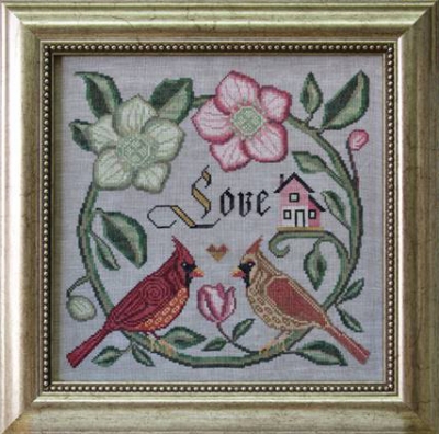 Cottage Garden Samplings, The Songbird's Garden Series, No. 1, Forever and Ever (Northern Cardinals and Christmas Rose), CGS-1040