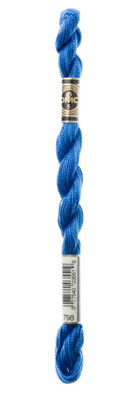 DMC, Perle Cotton Thread Skein, Size 5, 798, Dark Delft Blue, 115-5S-0798